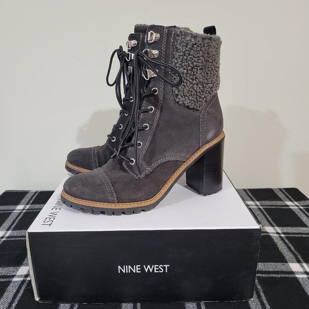 Nine West Dark Gray Suede Phaedra Boot Sz 8.5 NWT - Picture 2 of 9
